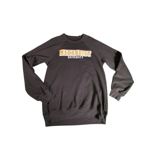 Methodist University Crewneck Sweatshirt Black Unisex Adult College Tee - Picture 2 of 6